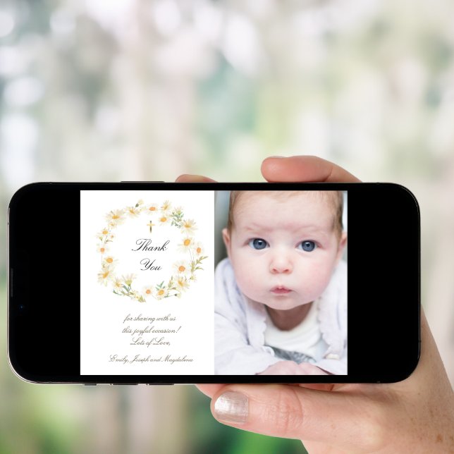 Baptism daisies thank you card (Front Digital)