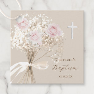 Baptism delicate bouquet  favor tags