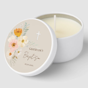 Baptism delicate bouquet favor tags mini candle favors