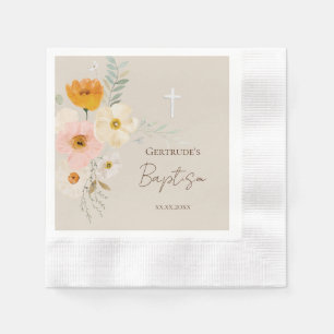 Baptism delicate bouquet favor tags napkins