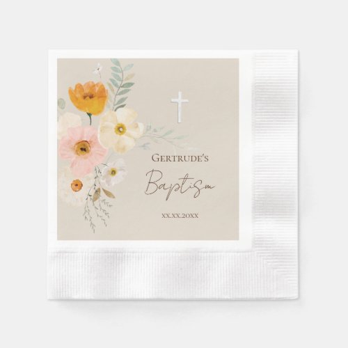 Baptism delicate bouquet favor tags napkins