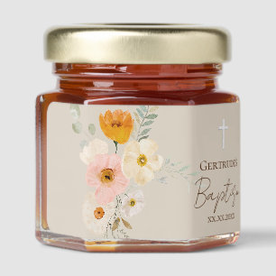 Baptism delicate bouquet honey jar favors