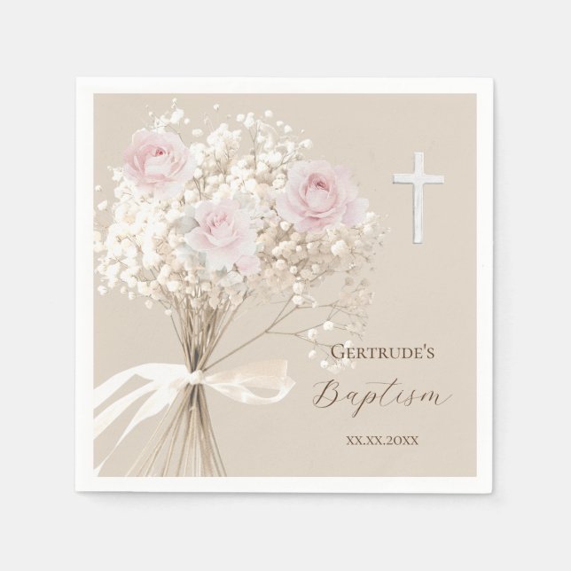 Baptism delicate bouquet  napkins (Front)