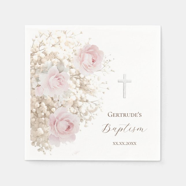 Baptism delicate bouquet  napkins (Front)