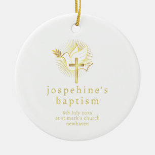 Baptism dove and cross Ceramic Ornament