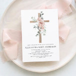 Baptism Dusty Pink Rose Greenery Eucalyptus Invitation<br><div class="desc">Daughter's Dusty Pink Rose and Sage Green Floral and Eucalyptus - Gold Foil Cross Botanical Greenery Watercolor Christian Religious Baptism Invitations.</div>