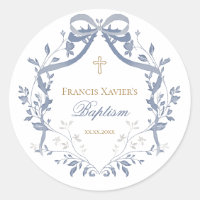 Baptism elegant blue bow