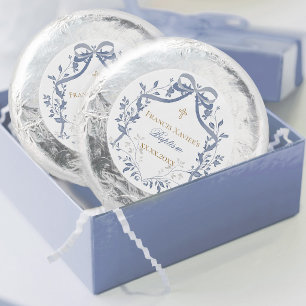 Baptism elegant blue bow dipped oreo cookie favors