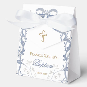 Baptism elegant blue bow favor boxes