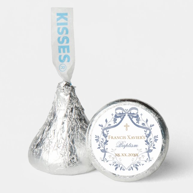 Baptism elegant blue bow hershey®'s kisses® (Front)