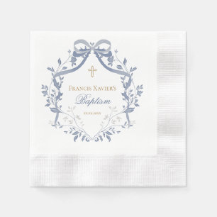 Baptism elegant blue bow napkins