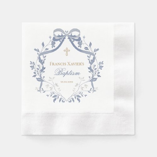 Baptism elegant blue bow