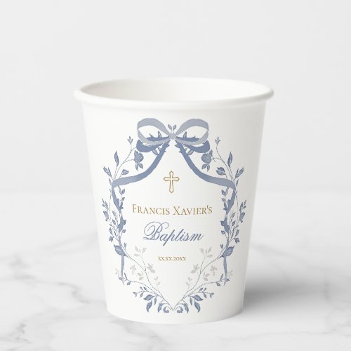 Baptism elegant blue bow