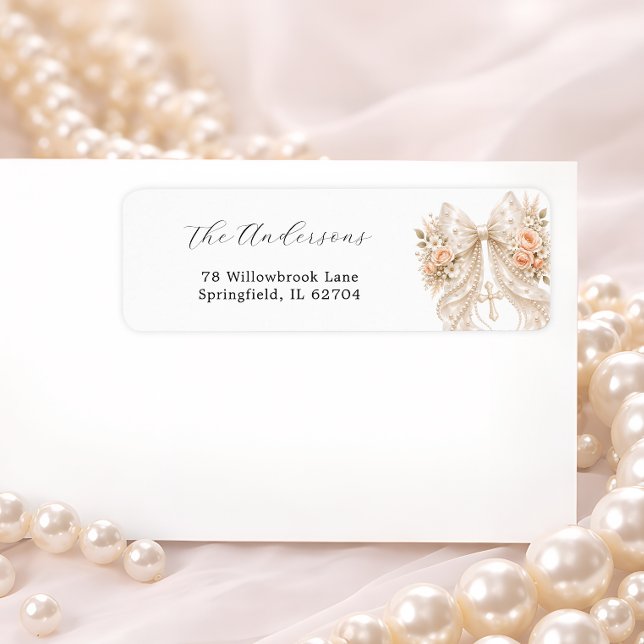  Baptism Elegant Floral Bow and Pearl Label (Creator Uploaded)