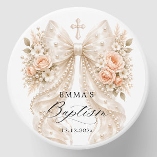 Baptism Elegant Floral Bow Mini Candle Favors