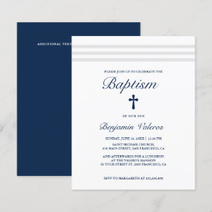 BAPTISM Elegant Striped gray navy Cross Budget