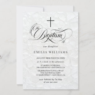 Baptism Elegant White Invitation