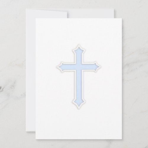 Baptism Embossed Cross Blue Invitation