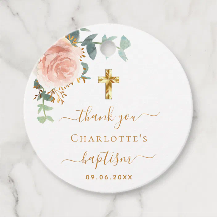 Rustic Christening Baptism Thank you Tags Baptism Gift Tags Rose Baptism Girl Baptism Favor Rustic Baptism Rustic Baptism Favor Tag
