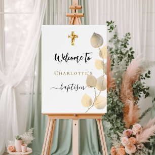 Baptism eucalyptus golden welcome foam board