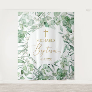 Baptism Eucalyptus greenery backdrop banner