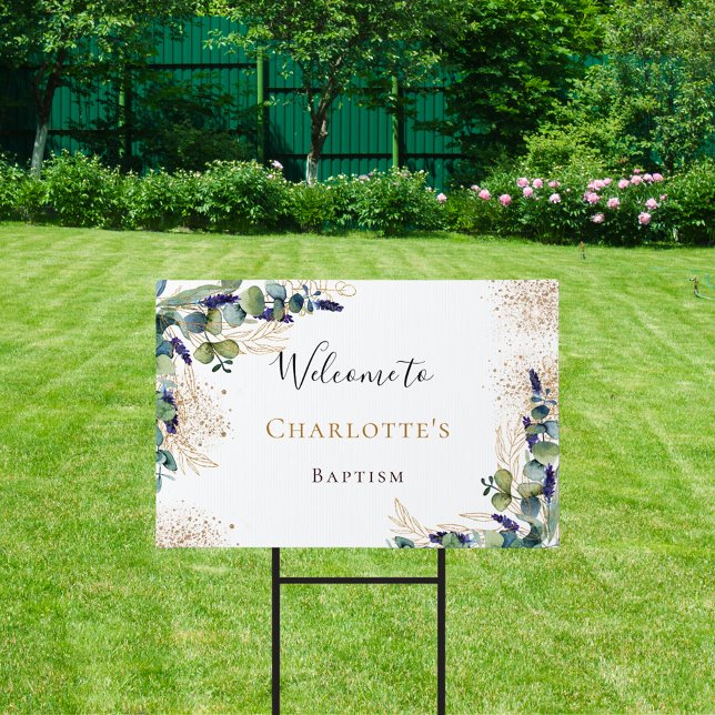 Baptism eucalyptus greenery elegant welcome sign (Creator Uploaded)