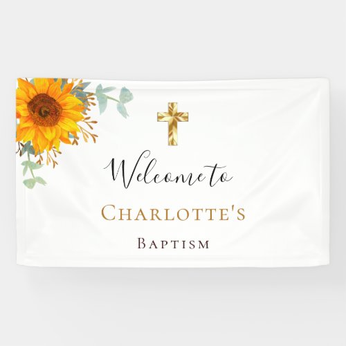 Baptism eucalyptus sunflower boy girl welcome banner