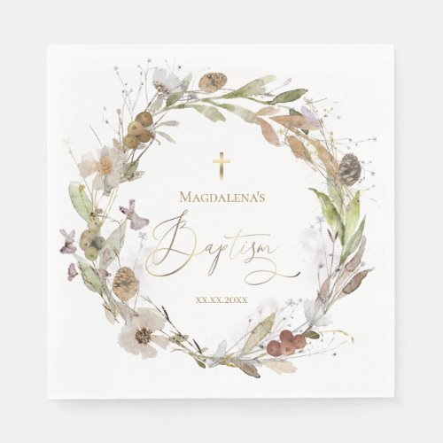 Baptism fall wildflowers  napkins