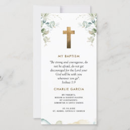 Baptism Favor, Boy or Girl, Greenery Bookmark  Thank You Card
