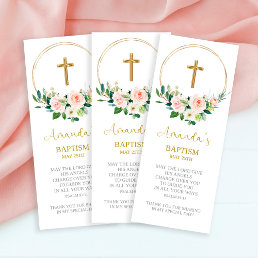 Baptism Favor, Girl Baptism Bookmark Thank You Card