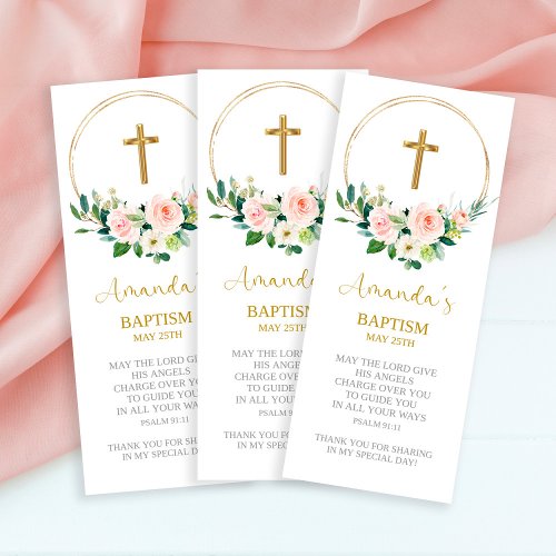 Baptism Favor Girl Baptism Bookmark Thank You Card