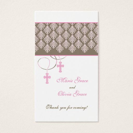 Customizable Baptism Favor Tag - Twins Business Card Templates