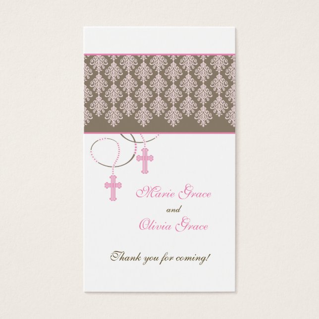 Baptism Favor Tag - Twins (Front)