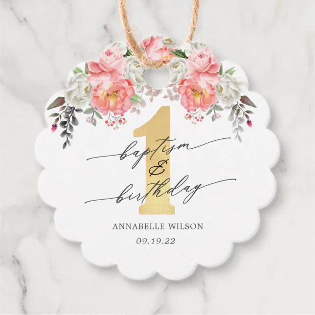 12 Personalized Baptism Favor Tags – 2 Round Scalloped – Multi-Color – Unbranded