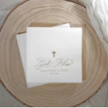 Baptism First Communion Gold God Bless Cross Foil Napkins