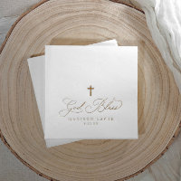 Baptism First Communion Gold God Bless Cross