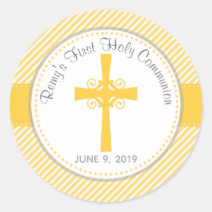 Baptism / First Communion Thank You Sticker Yellow