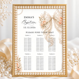 Baptism Floral Bow and Pearl Seating Chart 