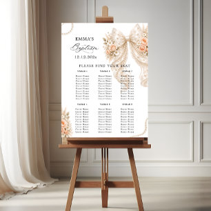 Baptism Floral Bow and Pearl Seating Chart  Foam Board