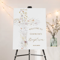 Baptism floral cross welcome sign