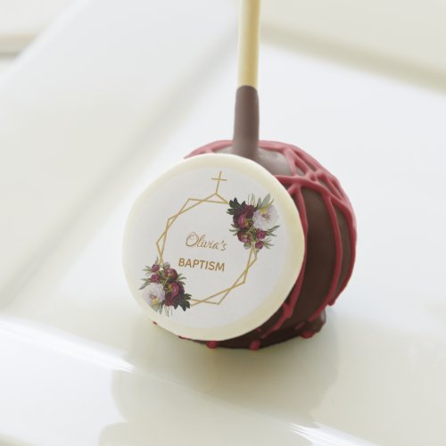 Baptism Floral Gold Peonies Butterfly Geometric Cake Pops