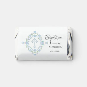 Baptism Floral Green Blue Cross Hershey's Miniatures