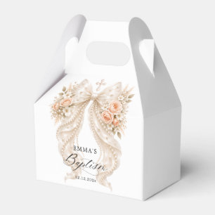 Baptism Floral Pearl Bow Favor Boxes