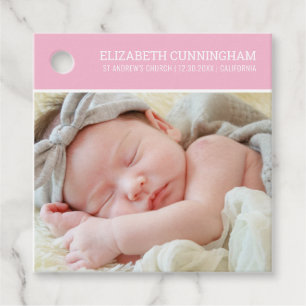 Baptism For Her   Modern Simple Custom Photo Favor Tags
