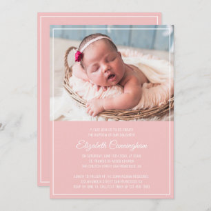 Baptism For Her Modern Simple Frame Invitation