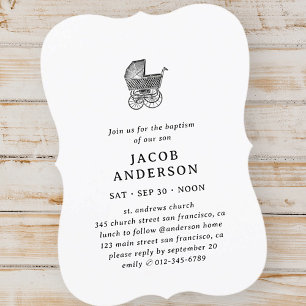 Baptism For Him Classic Elegant Baby Buggy Invitation