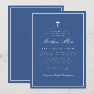 Baptism For Him Classic Elegant Cross Invitation