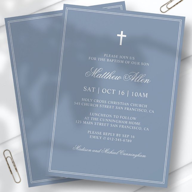Baptism For Him | Elegant Classic Cross Invitation (Creator Uploaded)