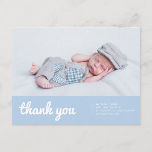 Baptism For Him Modern and Simple Photo Thank You Postcard