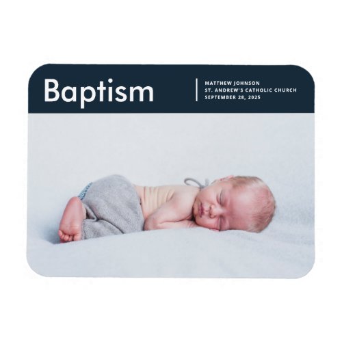 Baptism For Him Modern Minimalist Custom Photo Magnet
